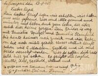 M2002.019.001b.jpg; M2002/019:001; Postcard sent to Salomon Itzkowic from his wife Esther; postcards